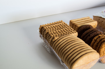 Assorted biscuits in a packaging tray