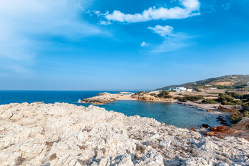 Beautiful vibrant landscape, Limnionas Bay on the island of Kos, Greece, a popular travel...