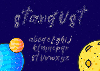 Glittering stars hand drawn color alphabet vector set © levinanas