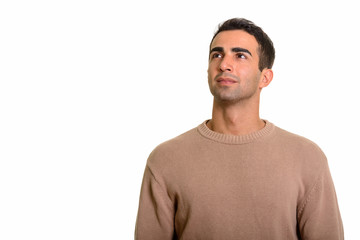 Obraz premium Portrait of young handsome Persian man thinking