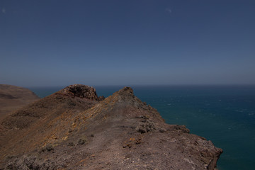 natural landscape of sea rocks and sand