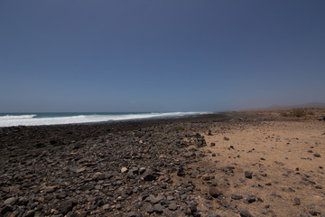 natural landscape of sea rocks and sand