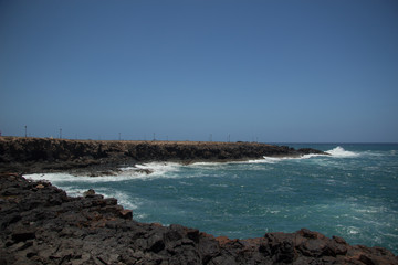 natural landscape of sea rocks and sand