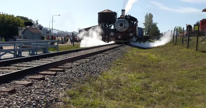 1900s Steam Train Getting Ready to Move Off