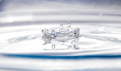 Splash on water in the form of a crown on a dark background