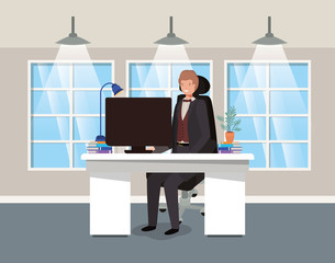 modern office with businessman sitting