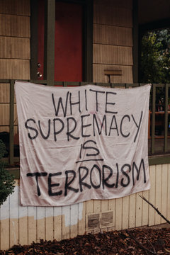 "White Supremacy is Terrorism" Sign Hanging in Portland, Oregon