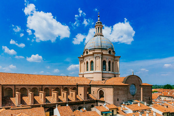 Fototapeta na wymiar Dome of Basilica of Sant'Andrea in the historical center of Mantua, Italy