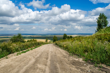 Fototapeta premium View from the beginning of the Altai mountains to the vast expanses of fields