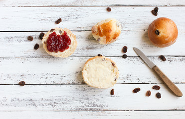Marmelade Brötchen Frühstück Fruchtaufstrich Rosinen Rosinenbrötchen