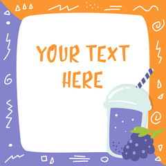 Grape purple cup fresh bubble drink with text advertising template