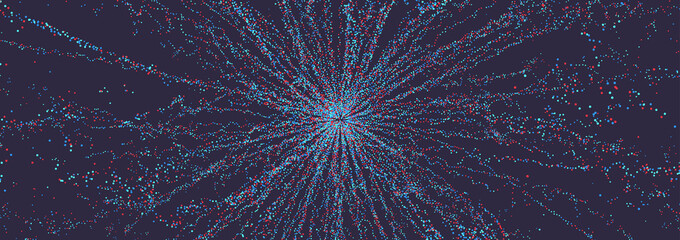 Abstract science or technology background. Array with dynamic particles. Vector illustration.