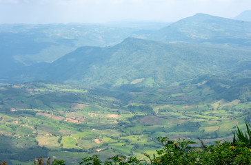 The point of view of the mountains and the town of Loei at Phu Ruea National Park in Loei, Thailand.