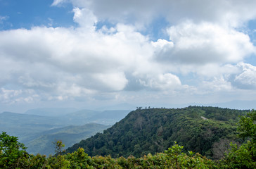 The point of view of the mountains and the town of Loei at Phu Ruea National Park in Loei, Thailand.
