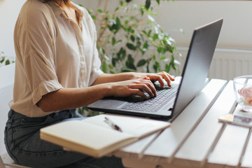 Woman working on her laptop
