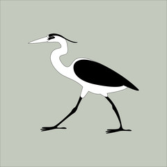heron walking vector illustration  profile 