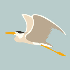 the heron is flying vector illustration flat style