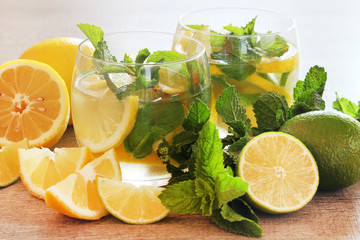 Two glasses with refreshing mojito