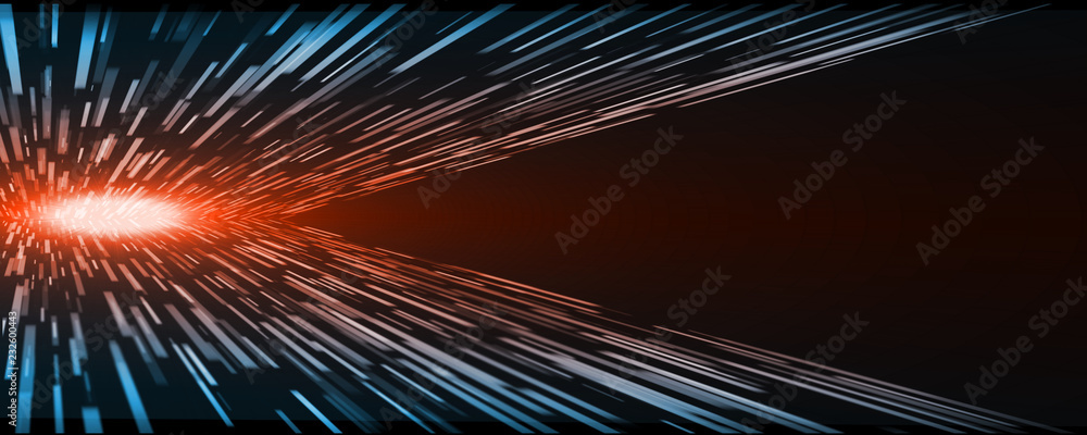 Poster abstract technology perspective rectangle movement warp speed with glowing nova core red light at ce