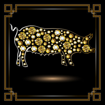 Graphic illustration with decorative pig 5