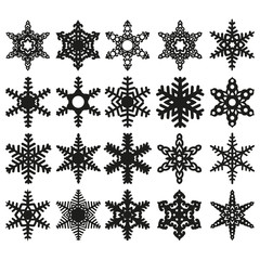Snowflakes set. New Year and Christmas template of snowflakes for decoration.