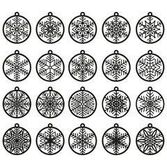 Snowflakes balls set. New Year and Christmas template for decoration.