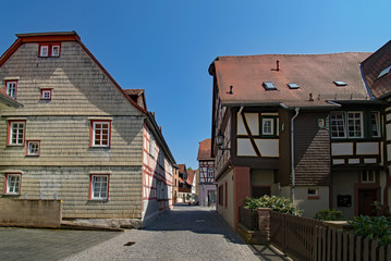 In der Altstadt von Michelstadt im Odenwald, Hessen, Deutschland 