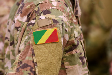 Republic of the Congo flag on soldiers arm. Republic of the Congo troops (collage)