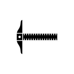 Black & white vector illustration of straight edge with t-square. Flat icon of ruler for architect, drafter, engineer. Technical & mechanical drawing tool. Isolated object