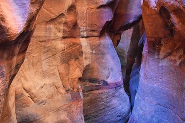 Kanarraville Falls, views from along the hiking trail of falls, stream, river, sandstone cliff formations Waterfall in Kanarra Creek Canyon by Zion National Park, Utah, USA.