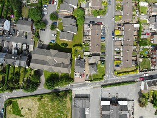 Aerial photo taken above a housing estate in Leeds West Yorkshire