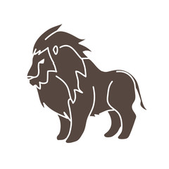 Lion standing side view graphic vector