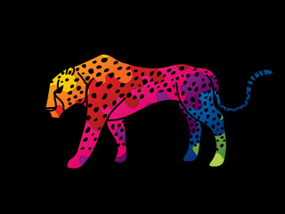 Cheetah side view graphic vector