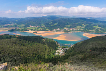 Panoramic view of Urdaibai reserve from San Pedro de Atxarre chapel, Vizcaya, Spain