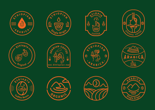 Ethiopia coffee line badge design