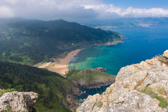 Panoramic view of Urdaibai and Cantabrian coast, Vizcaya, Spain