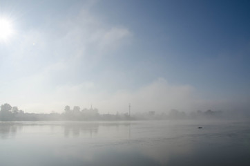 Naklejka premium fog over river
