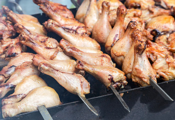 Grilled shish kebab or shashlik from chicken meat