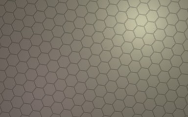 Honeycomb with color lighting, on a gray background. Perspective view on polygon look like honeycomb. Isometric geometry. 3D illustration