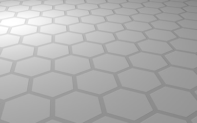 Honeycomb on a gray background. Perspective view on polygon look like honeycomb. Extruded, bump cell. Isometric geometry. 3D illustration