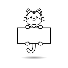 Black Frame with kitten, Cat icon or logo