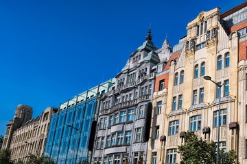 Fototapeta premium Prag, Häuserzeile am Wenzelsplatz