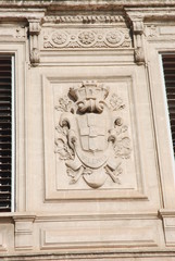Coat of arms of the city of Valencia on the facade of the Marseilles train station