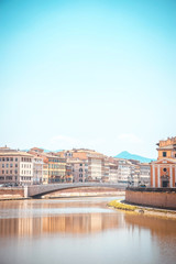 View over river Arno in Tuscany town Pisa