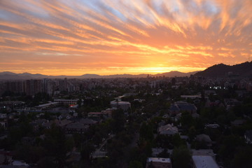sunset clouds and cityscape