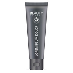 Realistic gray cosmetic cream container and tube for cream, ointment, toothpaste, lotion Mock up bottle. Gel, powder, balsam, with design label.