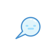 squint smiley emoji. emoticon in bubble speech with cute blue outline style