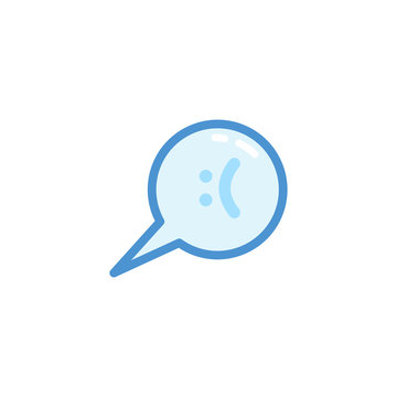 sad smiley emoji. emoticon in bubble speech with cute blue outline style
