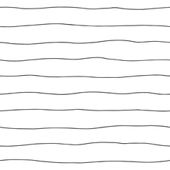 Seamless vector pattern. Black and white geometrical hand drawn background with horizontal lines. Simple print for background, wallpaper, packaging, wrapping, fabric.