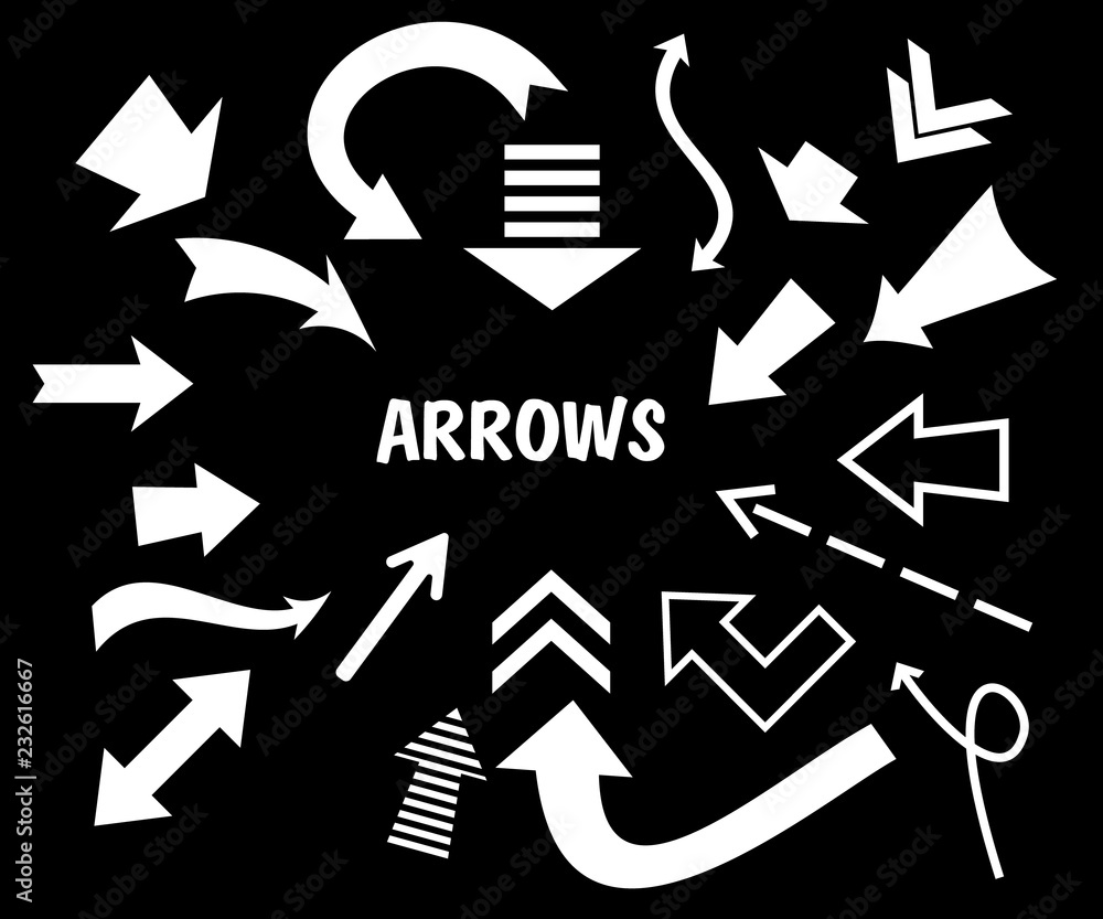 Poster arrow icon set. trendy collection of different arrow icons in flat style for web site.